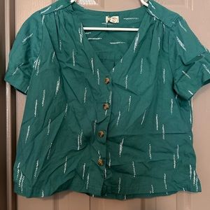 Anna blue button up crop top